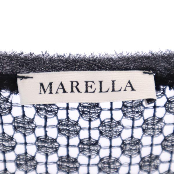 MARELLA マレーラ 総柄 半袖 レース切替 ワンピース M オレンジ系 レディース