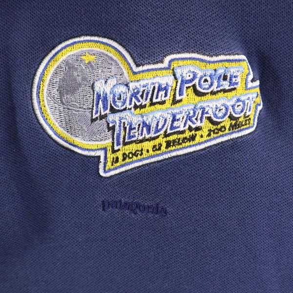 パタゴニア アウトドア 半袖 ロング ポロシャツ L ネイビー patagonia 鹿の子 メンズ