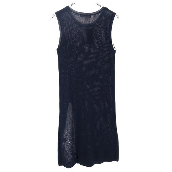 未使用 LAISSE PASSE レッセパッセ 肩ボタン ノースリーブ ニット ワンピース 38 ネイビー レディース