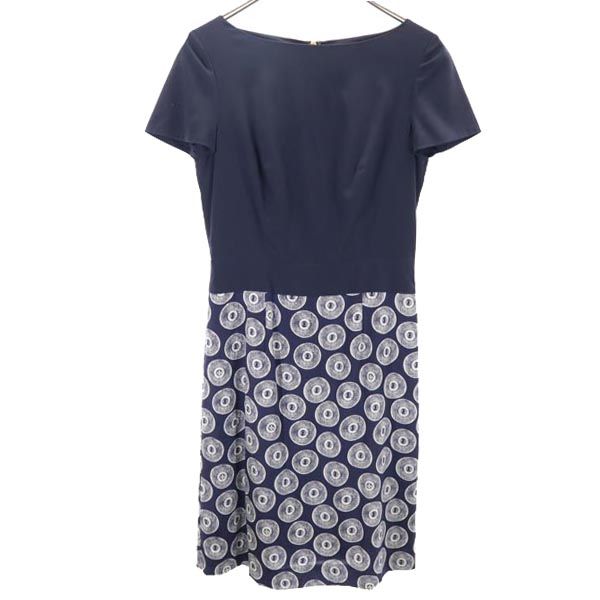 Tory Burch トリーバーチ シルクブレンド 半袖 ワンピース 2 ネイビー系 レディース