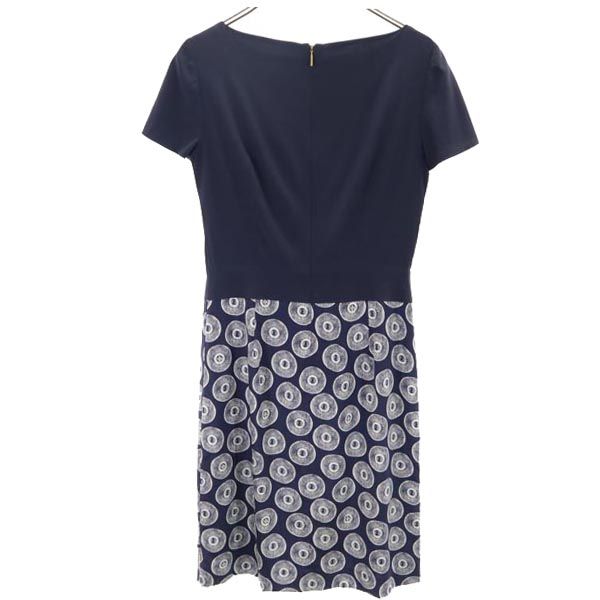 Tory Burch トリーバーチ シルクブレンド 半袖 ワンピース 2 ネイビー系 レディース