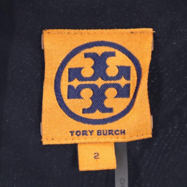 Tory Burch トリーバーチ シルクブレンド 半袖 ワンピース 2 ネイビー系 レディース