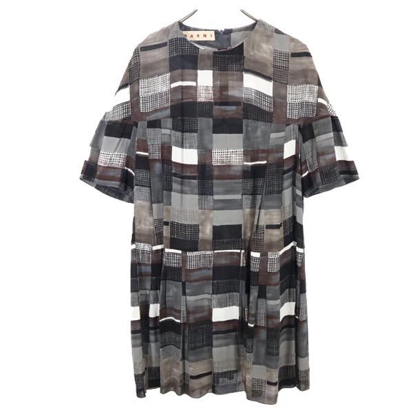 MARNI マルニ イタリア製 総柄 半袖 ワンピース 38 グレー系 レディース
