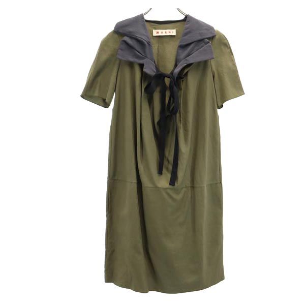 MARNI マルニ イタリア製 半袖 ワンピース 42 カーキ レディース