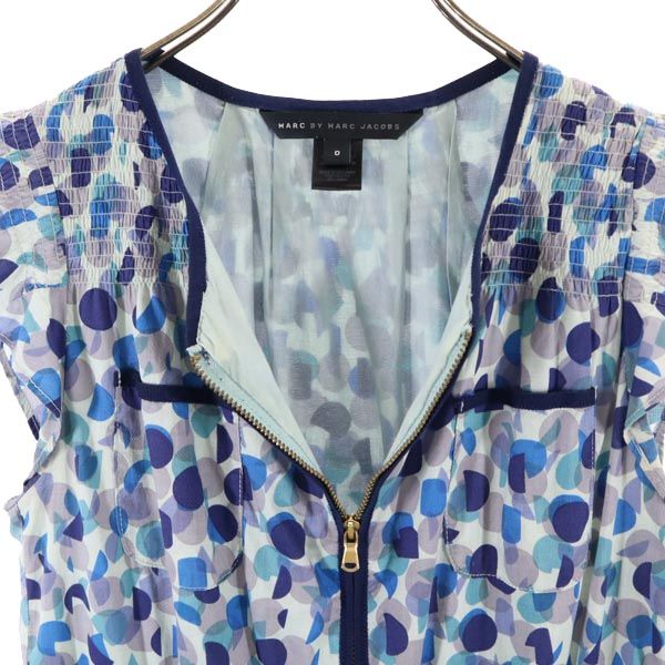 MARC BY MARC JACOBS マークバイマークジェイコブス ドット ノースリーブ フルジップ ワンピース 0 ブルー系 レディース