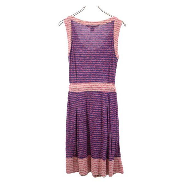 MARC BY MARC JACOBS マークバイマークジェイコブス 総柄 ノースリーブ フロントリボン ワンピース XS パープル系 レディース