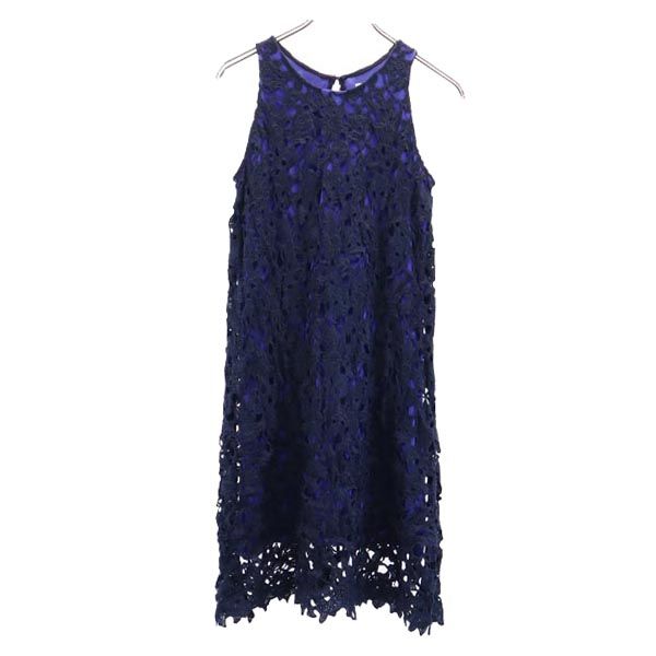BIANCA EPOCA ビアンカエポカ 三陽商会 ノースリーブ レース ワンピース 36 紫×ネイビー レディース