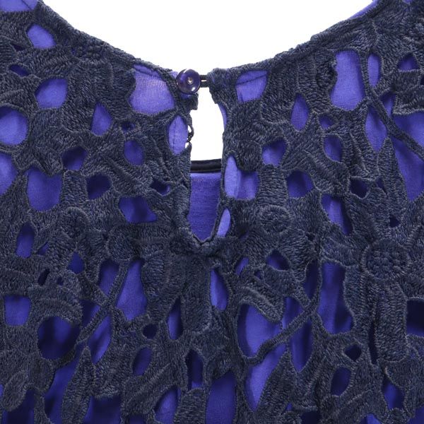 BIANCA EPOCA ビアンカエポカ 三陽商会 ノースリーブ レース ワンピース 36 紫×ネイビー レディース