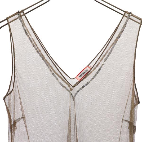 MAX&CO マックスアンドコー スパンコールデザイン ノースリーブ メッシュ スパンコールデザイン ワンピース 40 ブラウン系 レディース