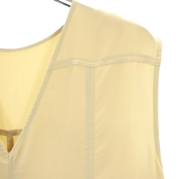 Mila Owen ミラオーウェン ノースリーブ Vネック フレア ワンピース 0 ベージュ系 インナー付き レディース