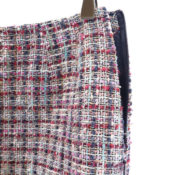 Rene ルネ 日本製 チェック ミニ丈 ツイード スカート 34 サイドジップ レディース