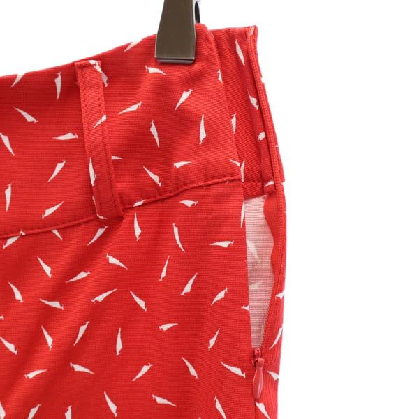 未使用 MAX&CO マックスアンドコー 総柄 ミニ丈 プリーツ フレアスカート 38 赤×白 サイドジップ レディース