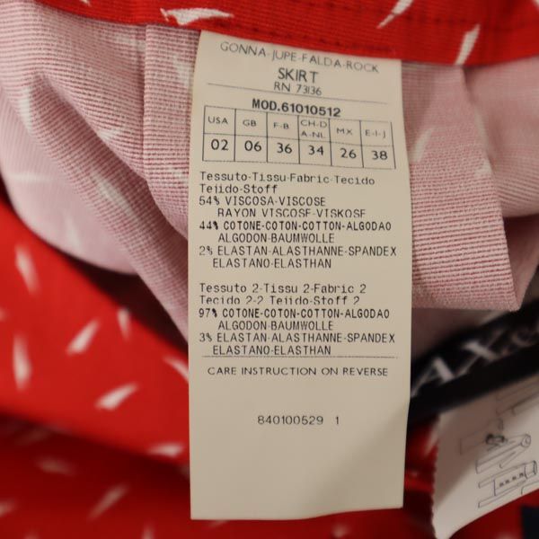 未使用 MAX&CO マックスアンドコー 総柄 ミニ丈 プリーツ フレアスカート 38 赤×白 サイドジップ レディース