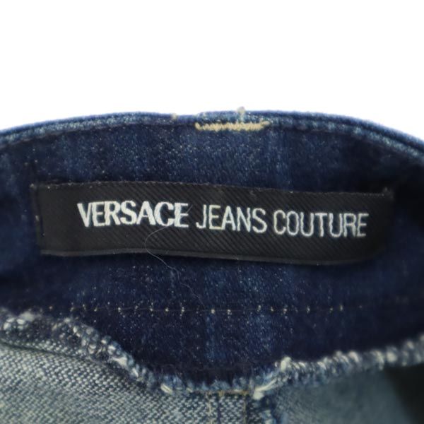 VERSACE JEANS COUTURE ヴェルサーチ ジーンズ クチュール スリット ミニ丈 スリット デニムスカート w26 レディース
