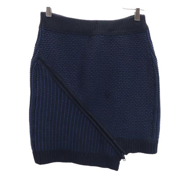 OPENING CEREMONY オープニングセレモニー ウールブレンド ミニ丈 ニット スカート S ネイビー系 フロントファスナーデザイン レディース