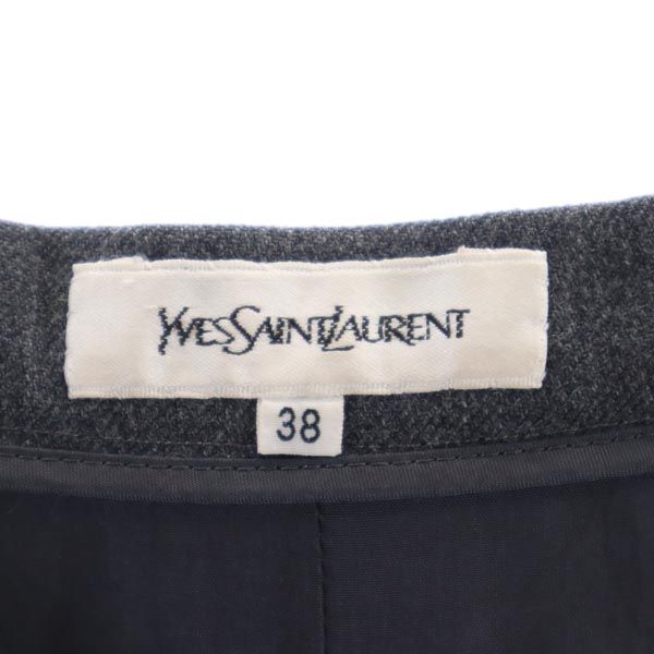 YVES SAINT LAURENT イヴサンローラン 日本製 ウール ロングスカート 38 グレー レディース