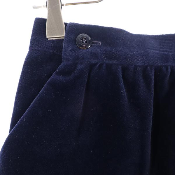Salvatore Ferragamo サルヴァトーレフェラガモ イタリア製 ミディ丈 ベロア スカート 44 ネイビー レディース