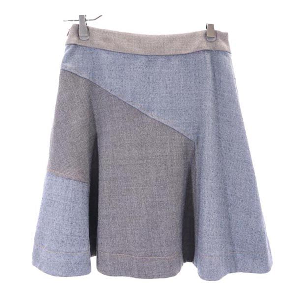 SEE BY CHLOE シーバイクロエ ウールブレンド ミニスカート 34 グレー×ブラウン レディース