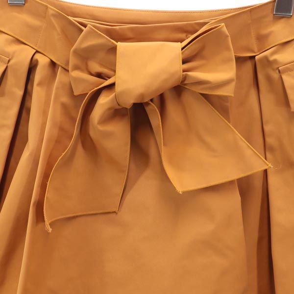 FOXEY フォクシー 日本製 ミニスカート 40 オレンジ系 バックリボン レディース