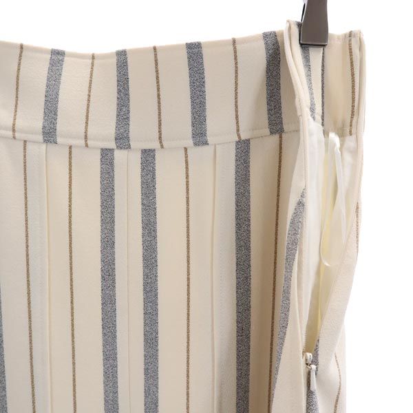 SEE BY CHLOE シーバイクロエ ストライプ柄 ミディ丈 スカート 34 ベージュ×グレー レディース