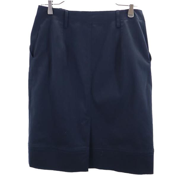 LANVIN ランバン 日本製 ミニ丈 タイトスカート 40 濃紺 レディース