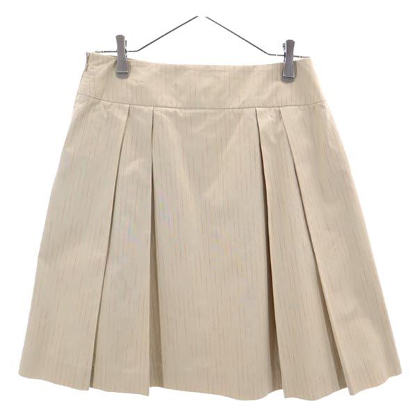 Paul Smith BLACK LABEL ポールスミスブラックレーベル ストライプ ミニ丈 スカート 42 ベージュ系 サイドジップ レディース