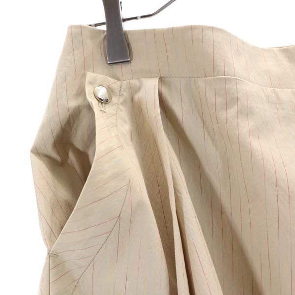 Paul Smith BLACK LABEL ポールスミスブラックレーベル ストライプ ミニ丈 スカート 42 ベージュ系 サイドジップ レディース