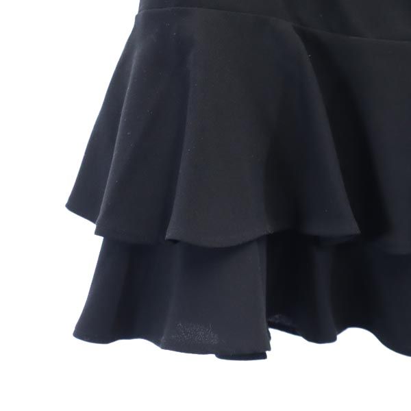 LAUREN RALPH LAUREN ローレンラルフローレン ミニ丈 フリルスカート 6P ブラック系 サイドジップ レディース