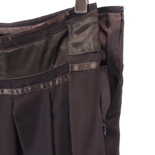 LANVIN ランバン 日本製 ミディ丈 プリーツスカート 40 ブラウン系 レディース