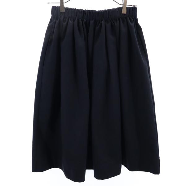 JUPE NOIR フランス製 ミディ丈 ギャザースカート 0 ブラック レディース
