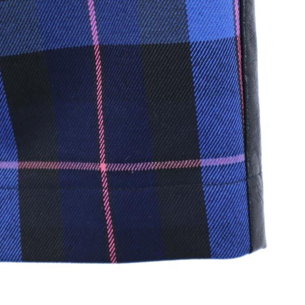 未使用 BOUTIQUE MOSCHINO ブティックモスキーノ ミディ丈 フェイクレザー スカート I 38 青系 切替 レディース