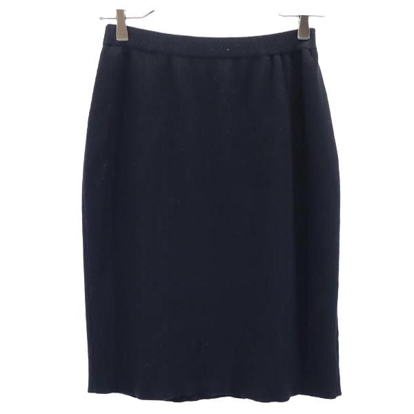 YVES SAINT LAURENT イヴサンローラン ウール ミニ丈 ニット スカート 9号 黒 レディース