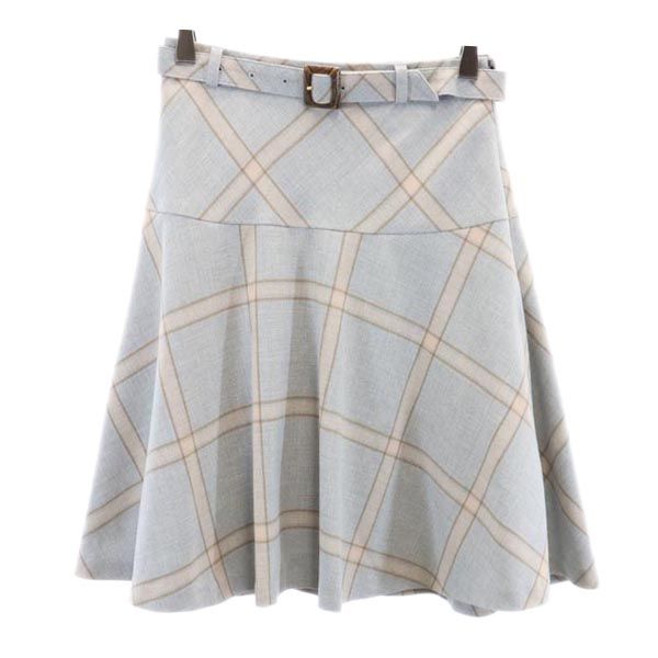 BLUE LABEL CRESTBRIDGE ブルーレーベルクレストブリッジ 日本製 三陽商会 チェック柄 ミニ丈 スカート 34 グレー系 レディース