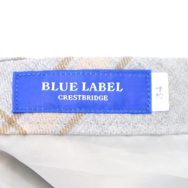 BLUE LABEL CRESTBRIDGE ブルーレーベルクレストブリッジ 日本製 三陽商会 チェック柄 ミニ丈 スカート 34 グレー系 レディース