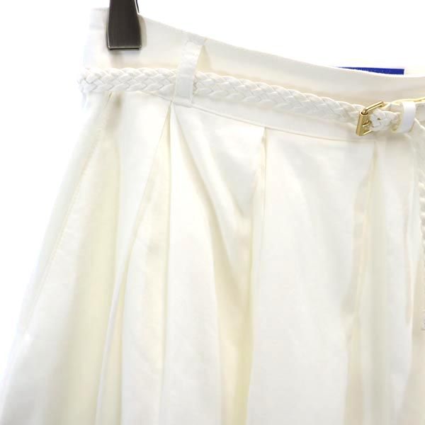 BLUE LABEL CRESTBRIDGE ブルーレーベルクレストブリッジ 三陽商会 リヨセルブレンド ミディ丈 タック スカート 36 白 レディース