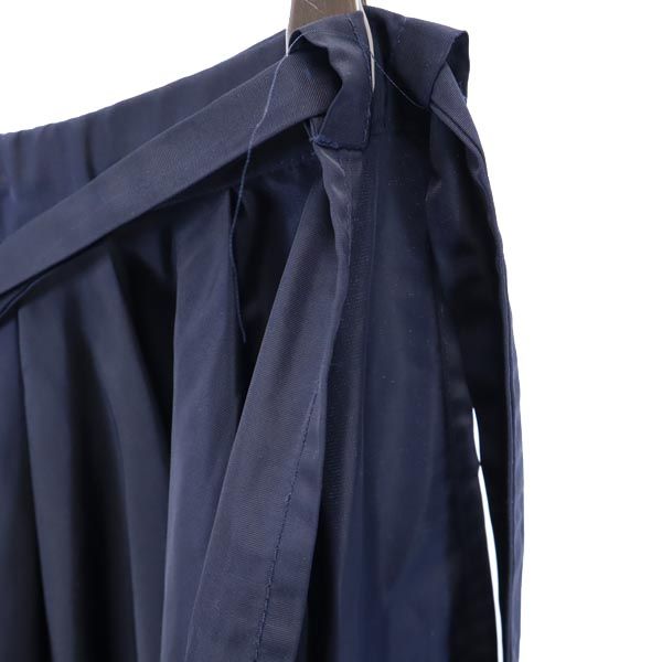 ロング丈 エプロン スカート ネイビー レディース