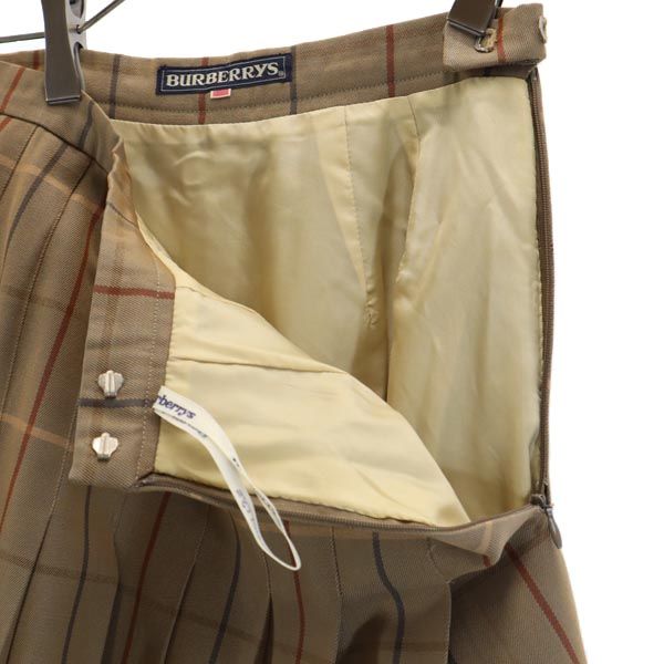 Burberrys バーバリーズ 90s ウール チェック ミニ丈 プリーツスカート ブラウン系 サイドジップ レディース