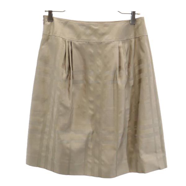 バーバリー 日本製 三陽商会 シルクブレンド チェック ミディ丈 スカート 40 ベージュ系 BURBERRY レディース