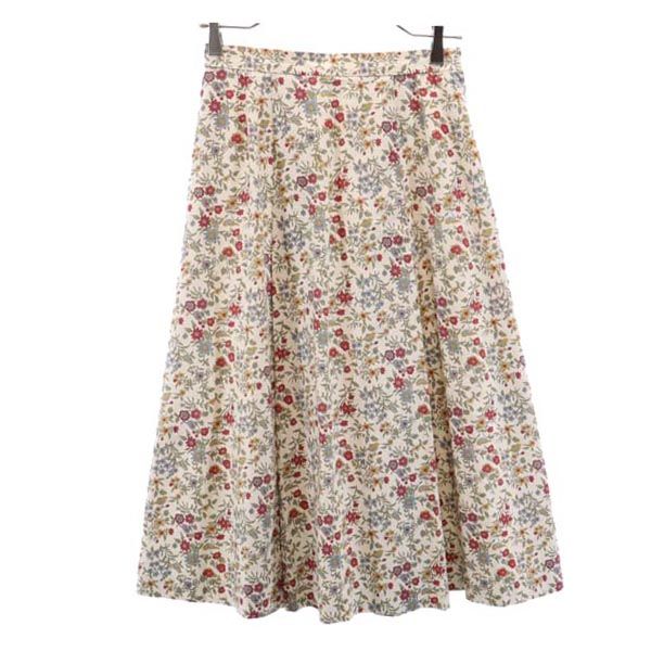 Burberrys バーバリーズ 90s 花柄 ミモレ丈 フレアスカート 11AR ベージュ系 レディース