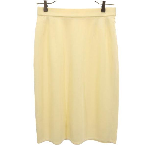 YVES SAINT LAURENT イヴサンローラン レーヨン ミニ丈 ニット スカート 11 イエロー系 サイドジップ レディース