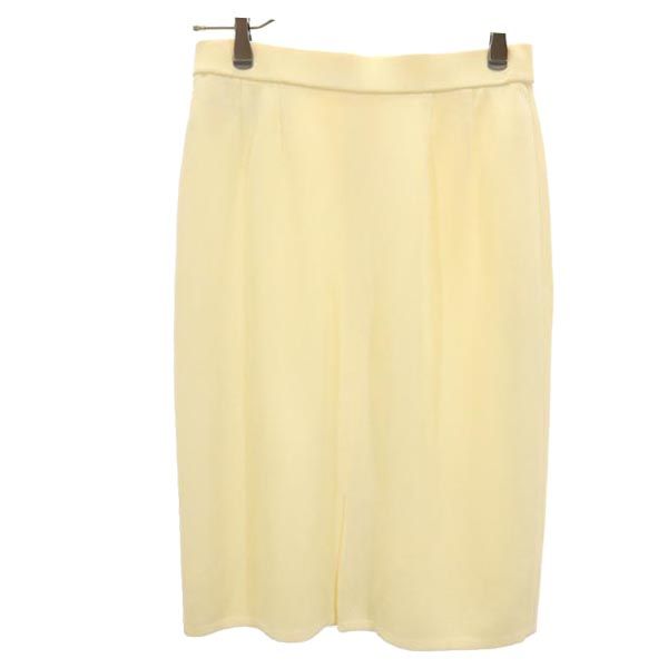 YVES SAINT LAURENT イヴサンローラン レーヨン ミニ丈 ニット スカート 11 イエロー系 サイドジップ レディース