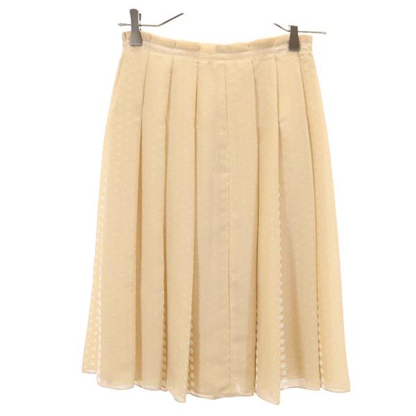 LANVIN ランバン 日本製 ドット ミディ丈 プリーツスカート 36 ベージュ系 レディース