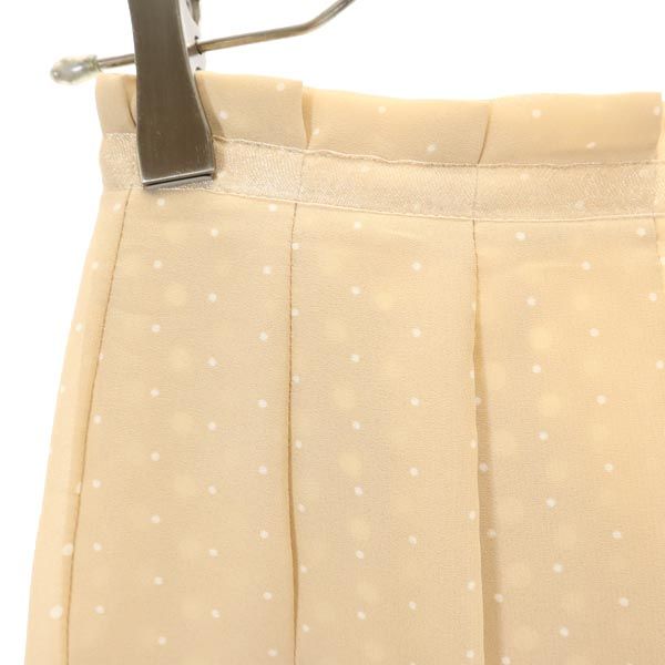 LANVIN ランバン 日本製 ドット ミディ丈 プリーツスカート 36 ベージュ系 レディース