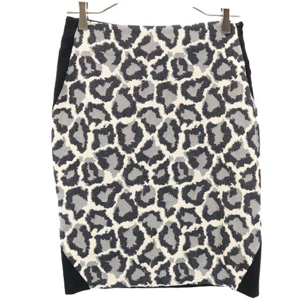DIANE VON FURSTENBERG ダイアンフォンファステンバーグ レオパード切替デザイン ミニ丈 タイトスカート 2 黒系 レディース