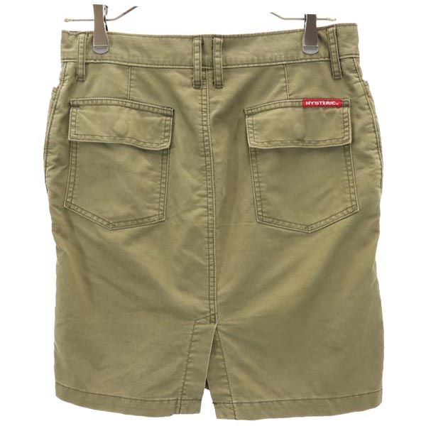 HYSTERIC ヒステリック 日本製 ミニ丈 タイトスカート FREE カーキグリーン ロゴ刺繍 レディース