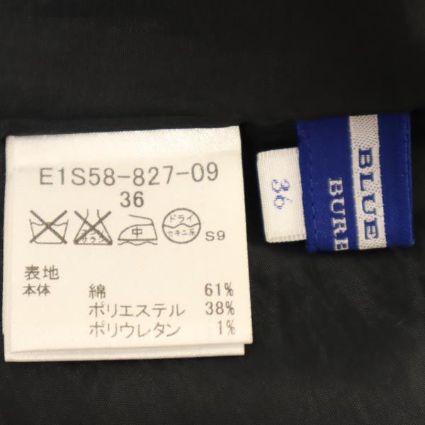 BURBERRY BLUE LABEL バーバリーブルーレーベル 日本製 三陽商会 ミニ丈 ギャザースカート 36 ブラック系 バックジップ レディース