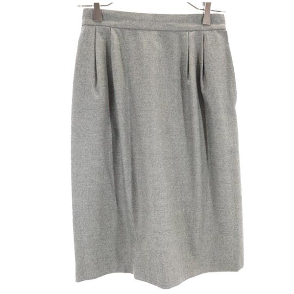 YVES SAINT LAURENT イヴサンローラン 日本製 ウール ミディ丈 スカート 36 グレー レディース