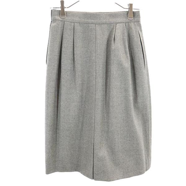 YVES SAINT LAURENT イヴサンローラン 日本製 ウール ミディ丈 スカート 36 グレー レディース