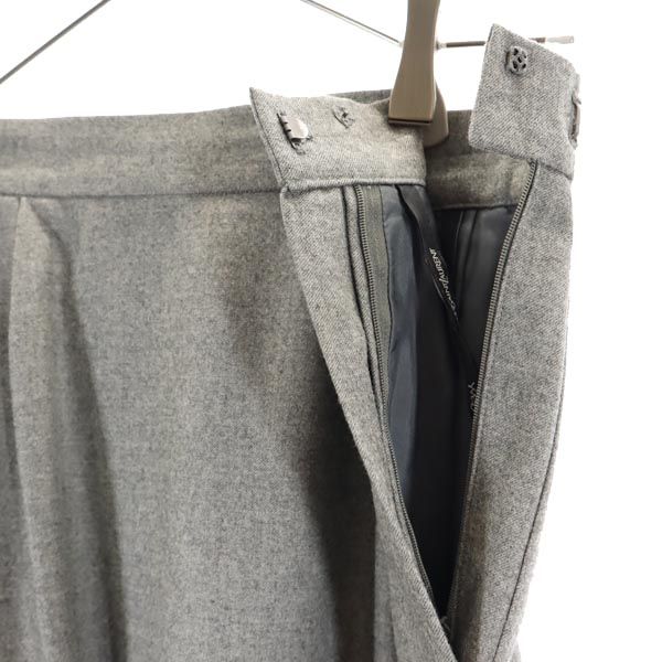 YVES SAINT LAURENT イヴサンローラン 日本製 ウール ミディ丈 スカート 36 グレー レディース