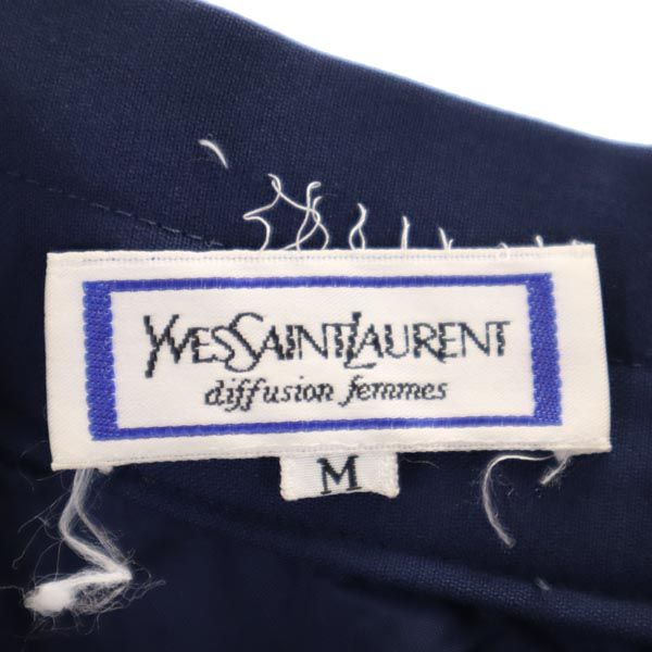 YVES SAINT LAURENT イヴサンローラン ウール ミディ丈 タイトスカート M ネイビー レディース